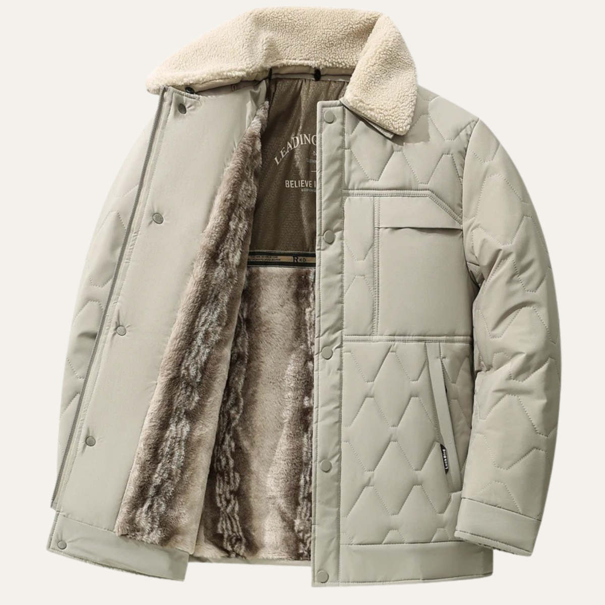 Men's Fleece Lined Baseball Jacket - Fashinoza