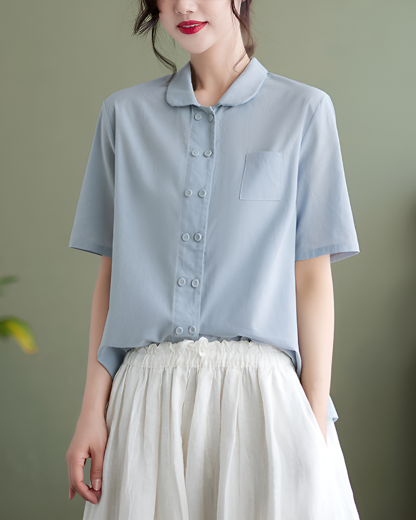 Women's Cotton Linen Blouse Relaxed Fit - Fashinoza
