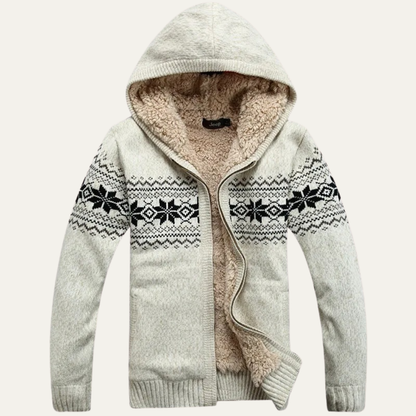 Men's Knit Zip Up Jacket Nordic Pattern - Fashinoza