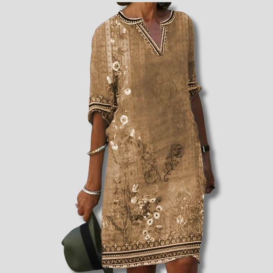 Women's Boho Floral Ruffle Dress - Fashinoza