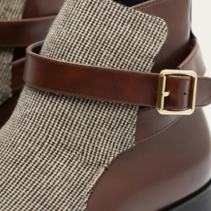 Men's Chelsea Boots Leather Buckle Brown