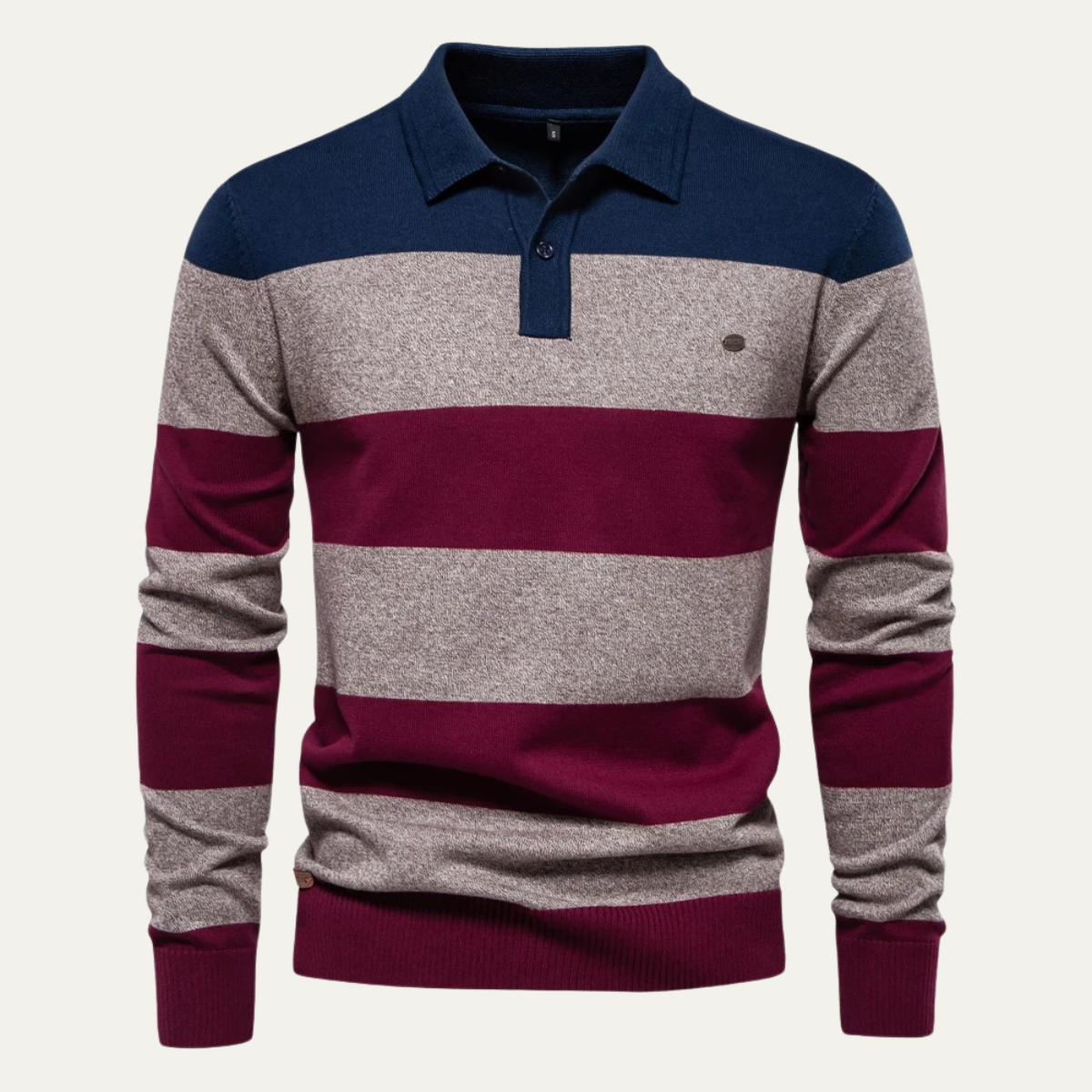 Men's Cotton Striped Polo Sweater - Fashinoza