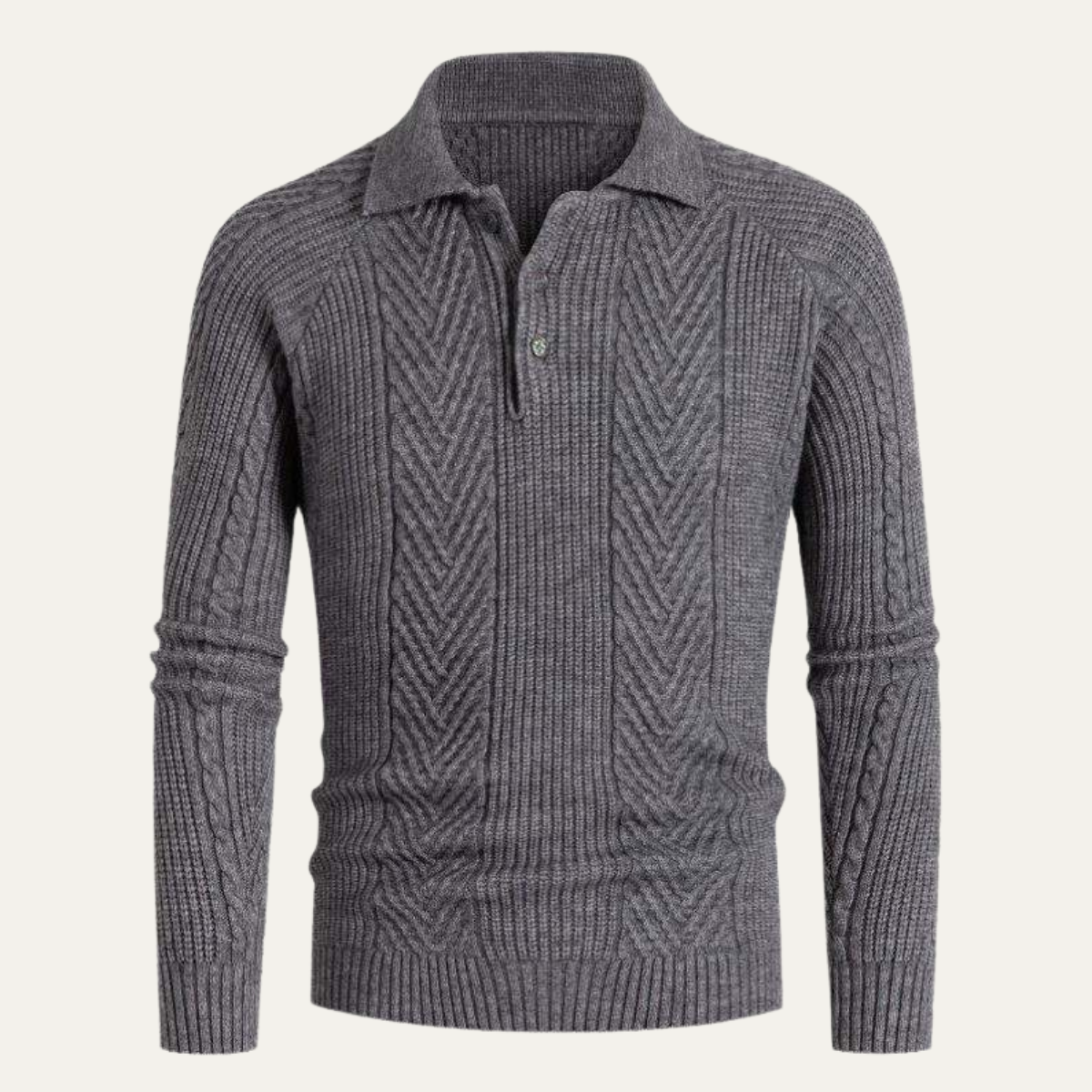 Men's Chunky Knitted Polo Sweater Warm Winter Wool - Fashinoza