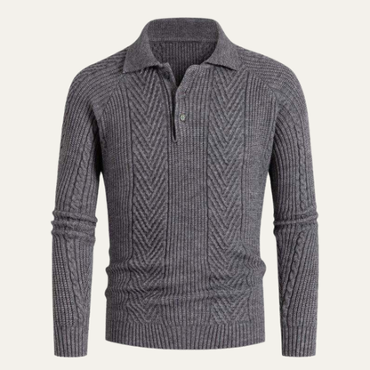 Men's Chunky Knitted Polo Sweater Warm Winter Wool - Fashinoza