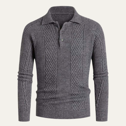 Men's Chunky Knitted Polo Sweater Warm Winter Wool - Fashinoza