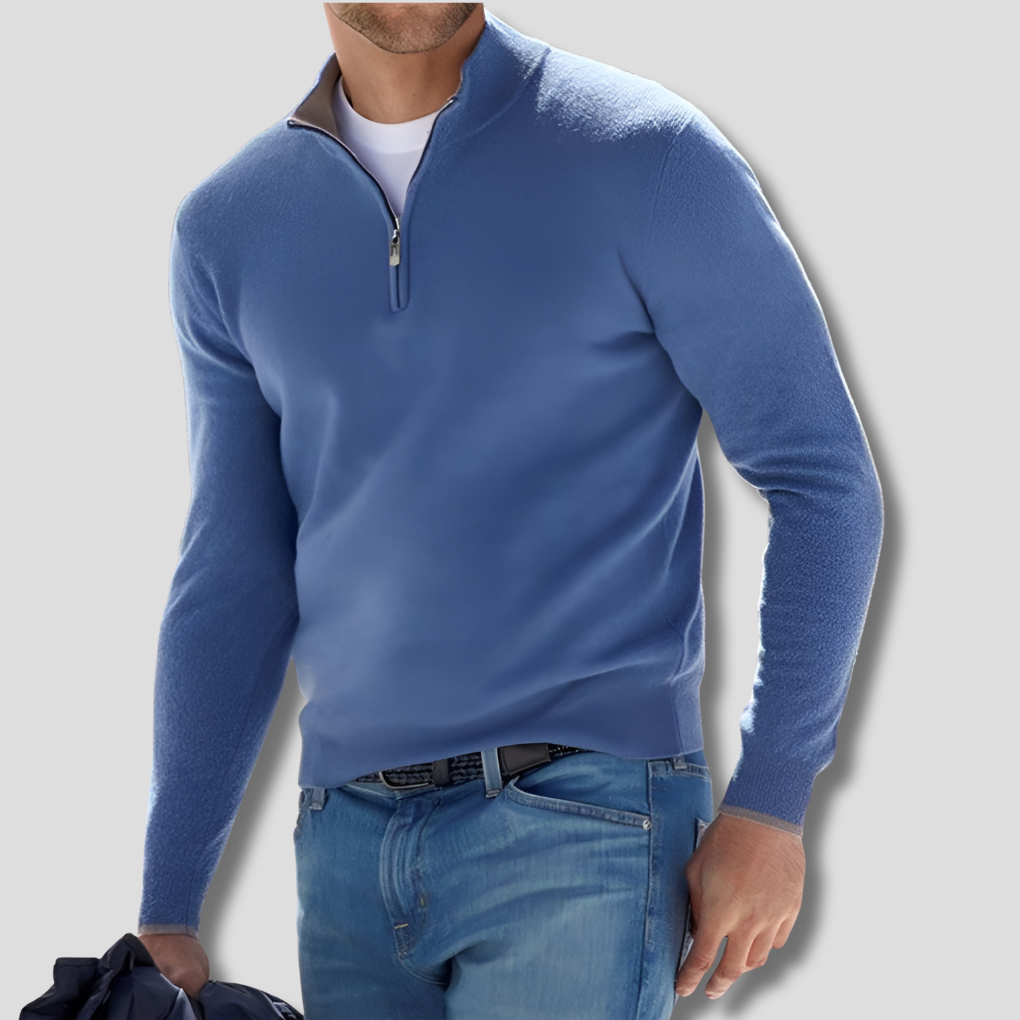 Men's Cotton Sweater Zipper Collar