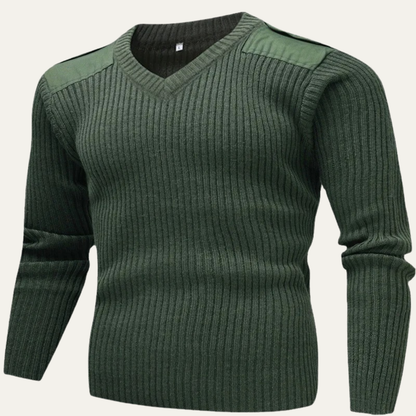 Men's Ribbed V Neck Sweater - Fashinoza