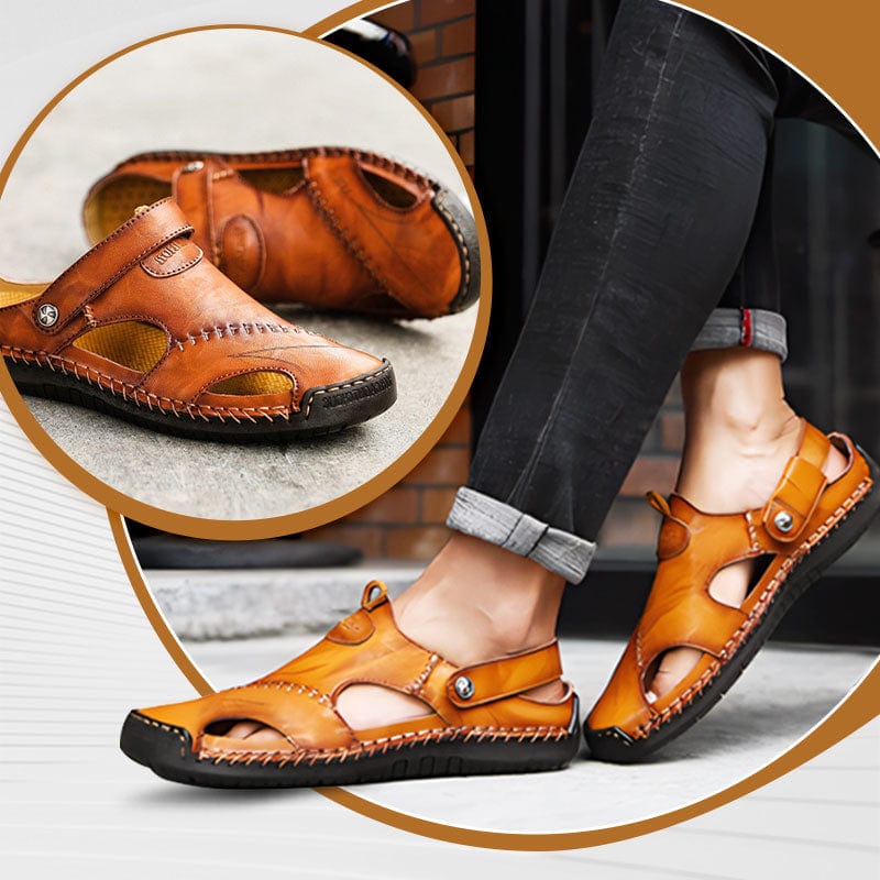 Men's Leather Sandals - Fashinoza