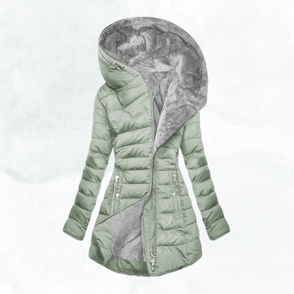 Women's Faux Fur Lined Coat Warm Elegant - Fashinoza