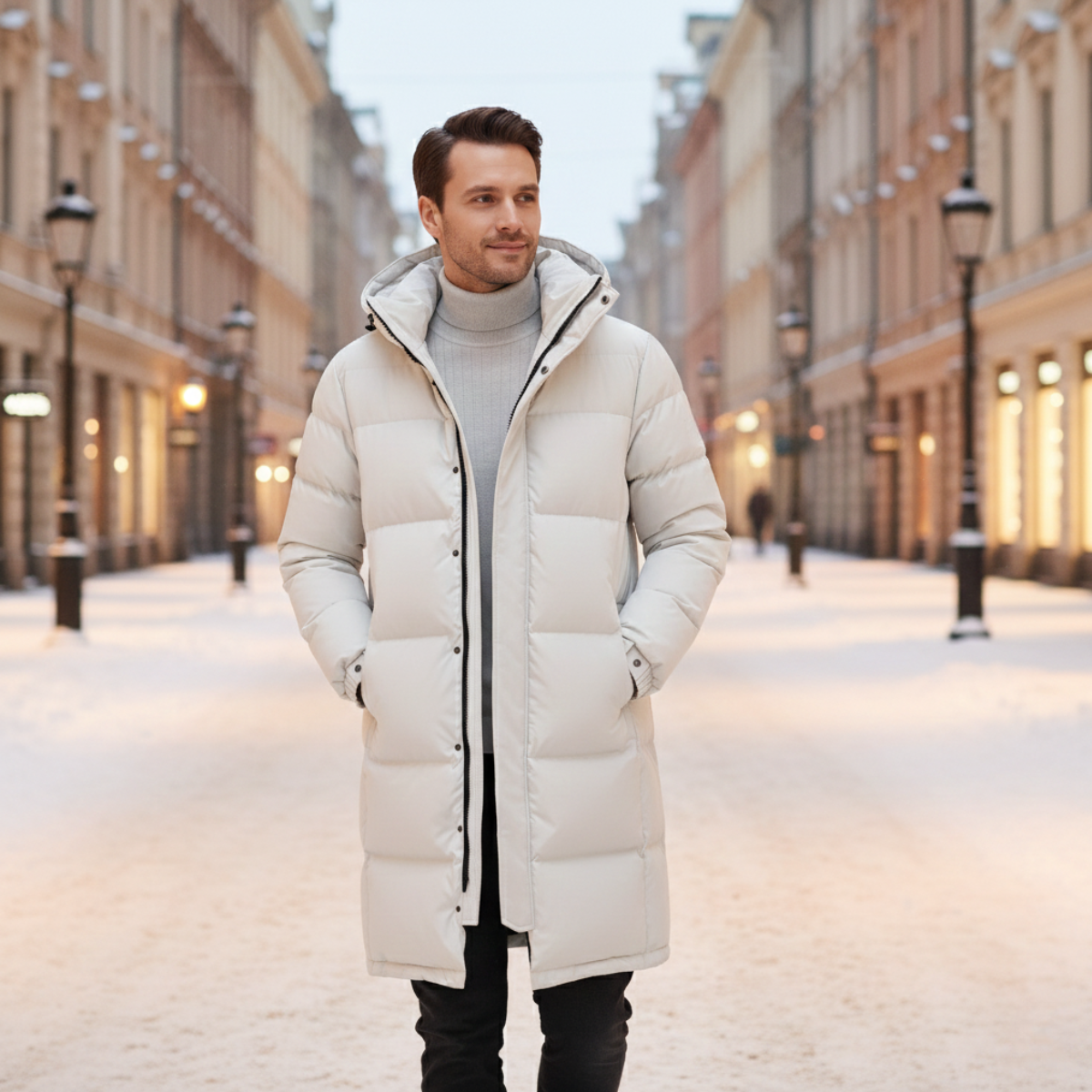 Men's Hooded Puffer Coat Black
