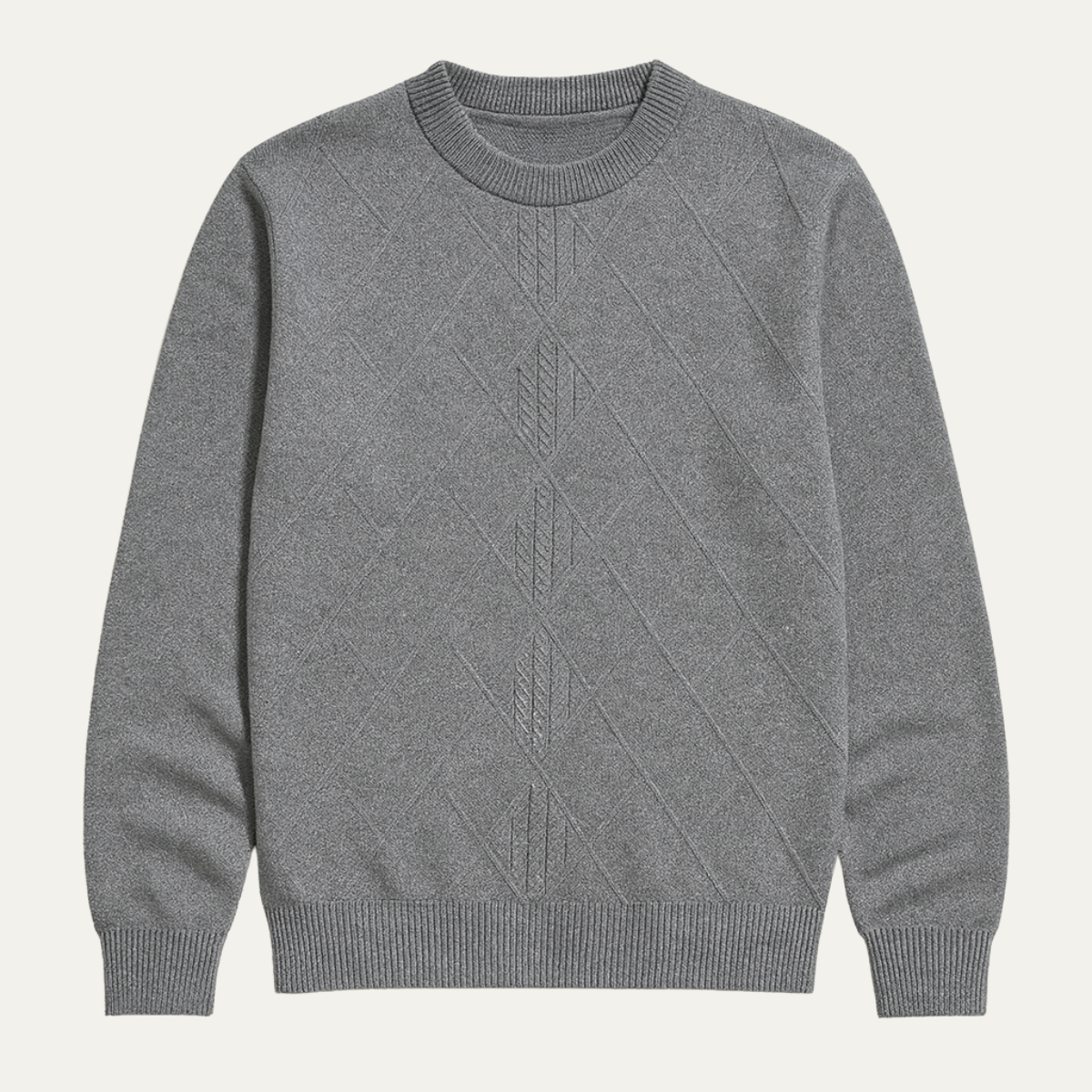Men's Diamond Pattern Crew Neck Sweater Warm Knit - Fashinoza