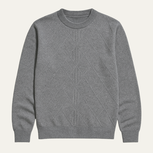 Men's Diamond Pattern Crew Neck Sweater Warm Knit - Fashinoza