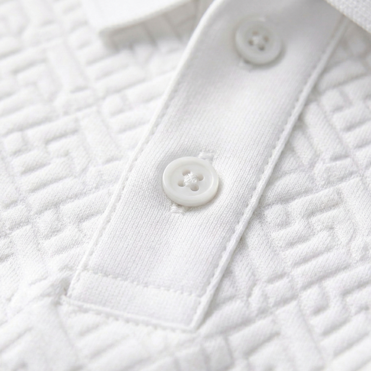 Men's White Textured Polo Shirt