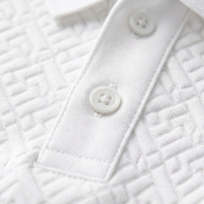Men's White Textured Polo Shirt