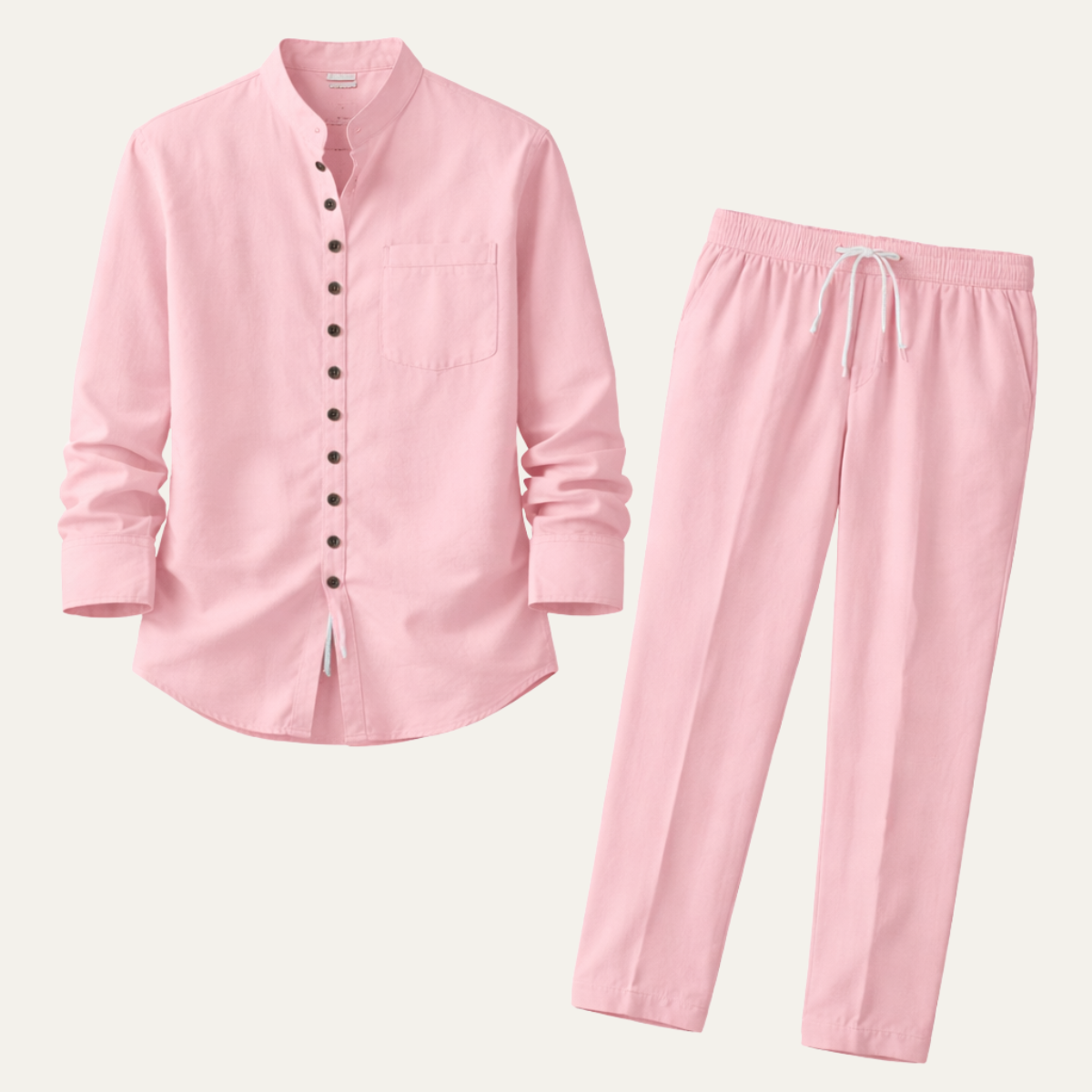 Men's Cotton Linen Two Piece Shirt Set - Fashinoza