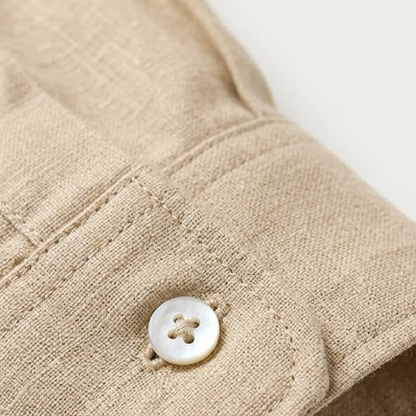 Men's Linen Beach Shirt Lightweight Summer Beige