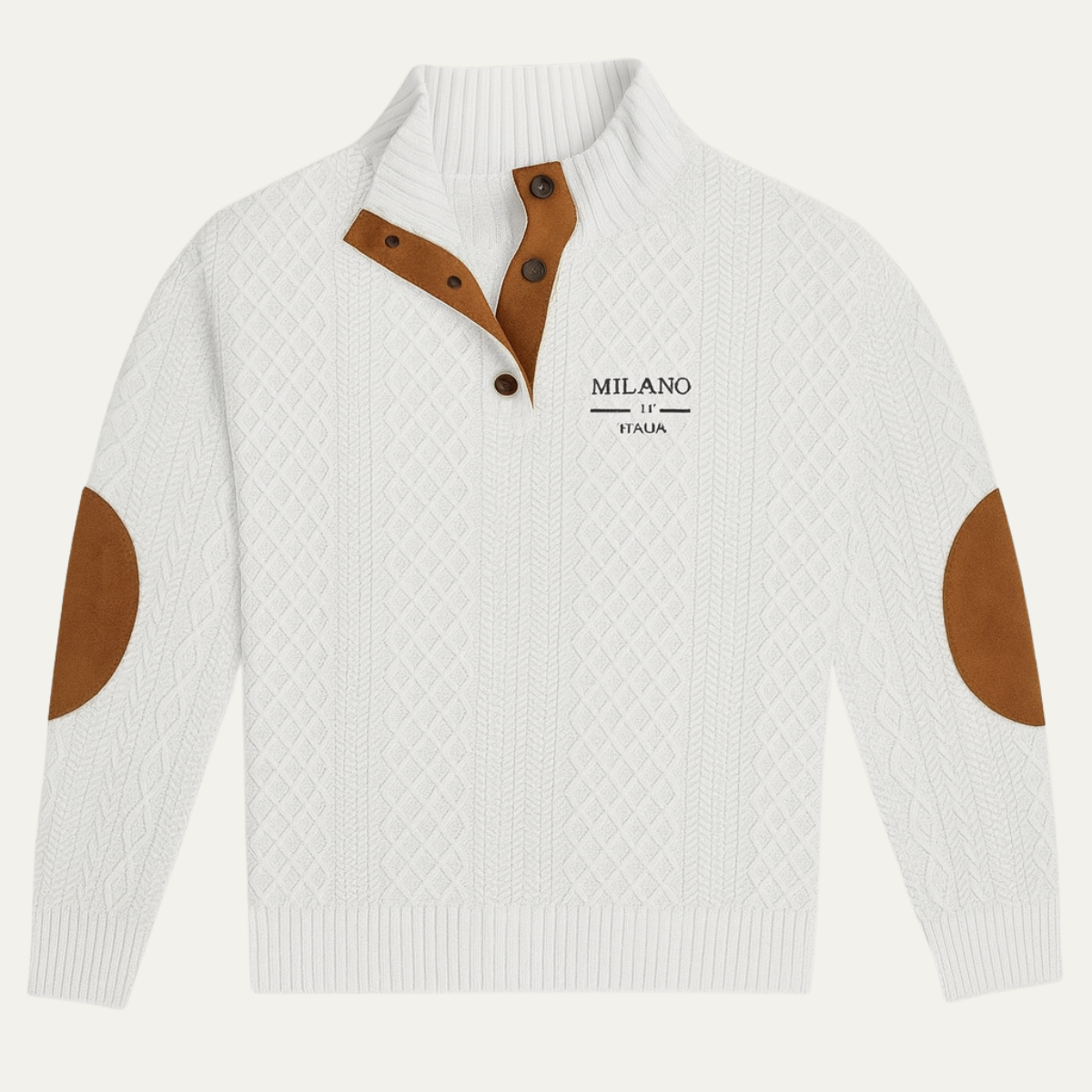 Men's Knit Quarter Zip Sweater Elbow Patches - Fashinoza