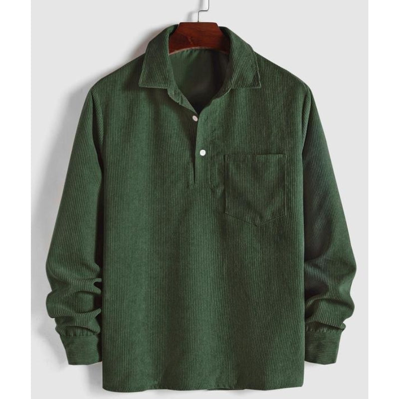 Men's Relaxed Fit Collared Pullover Shirt Casual - 
Fashinoza