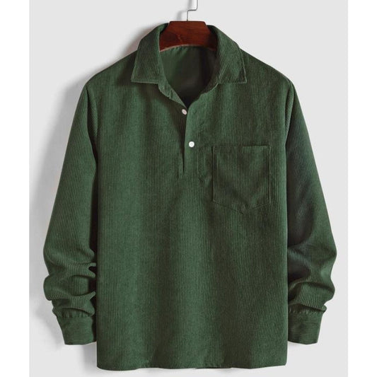 Men's Relaxed Fit Collared Pullover Shirt Casual - 
Fashinoza