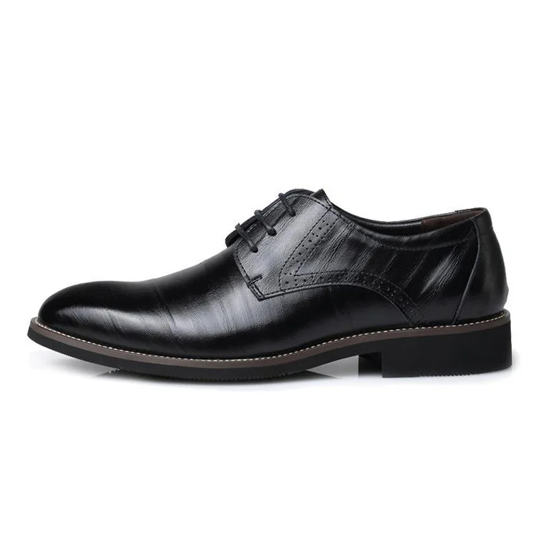 Men's Vegan Leather Oxford Shoes Lace-Up Classic Black - Fashinoza