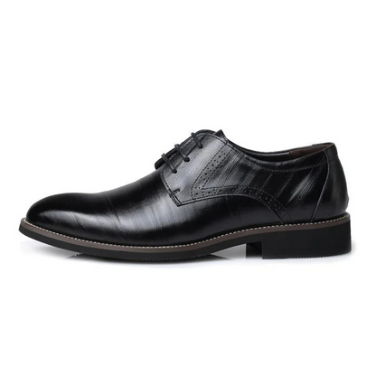Men's Vegan Leather Oxford Shoes Lace-Up Classic Black - Fashinoza