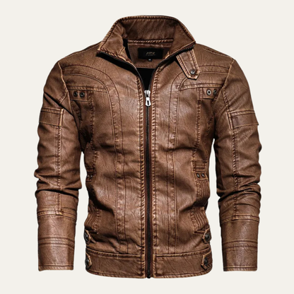 Men's Slim Fit Biker Leather Jacket - Fashinoza