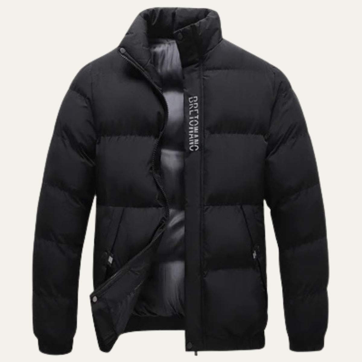 Men's Puffer Jacket Thick Padded Warm Black - Fashinoza