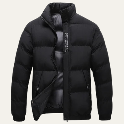 Men's Puffer Jacket Thick Padded Warm Black - Fashinoza