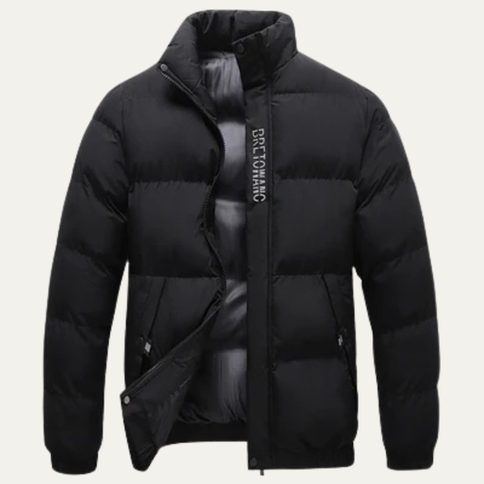 Men's Puffer Jacket Thick Padded Warm Black - Fashinoza