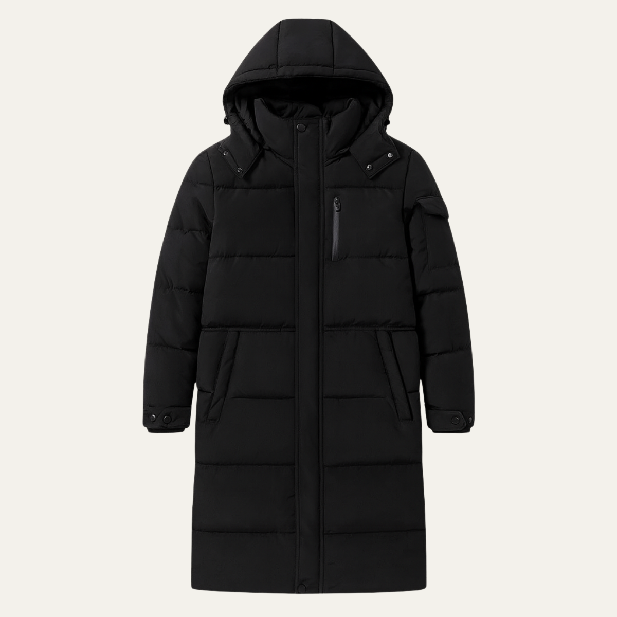 Men's Thermal Longline Puffer Coat Black - Fashinoza