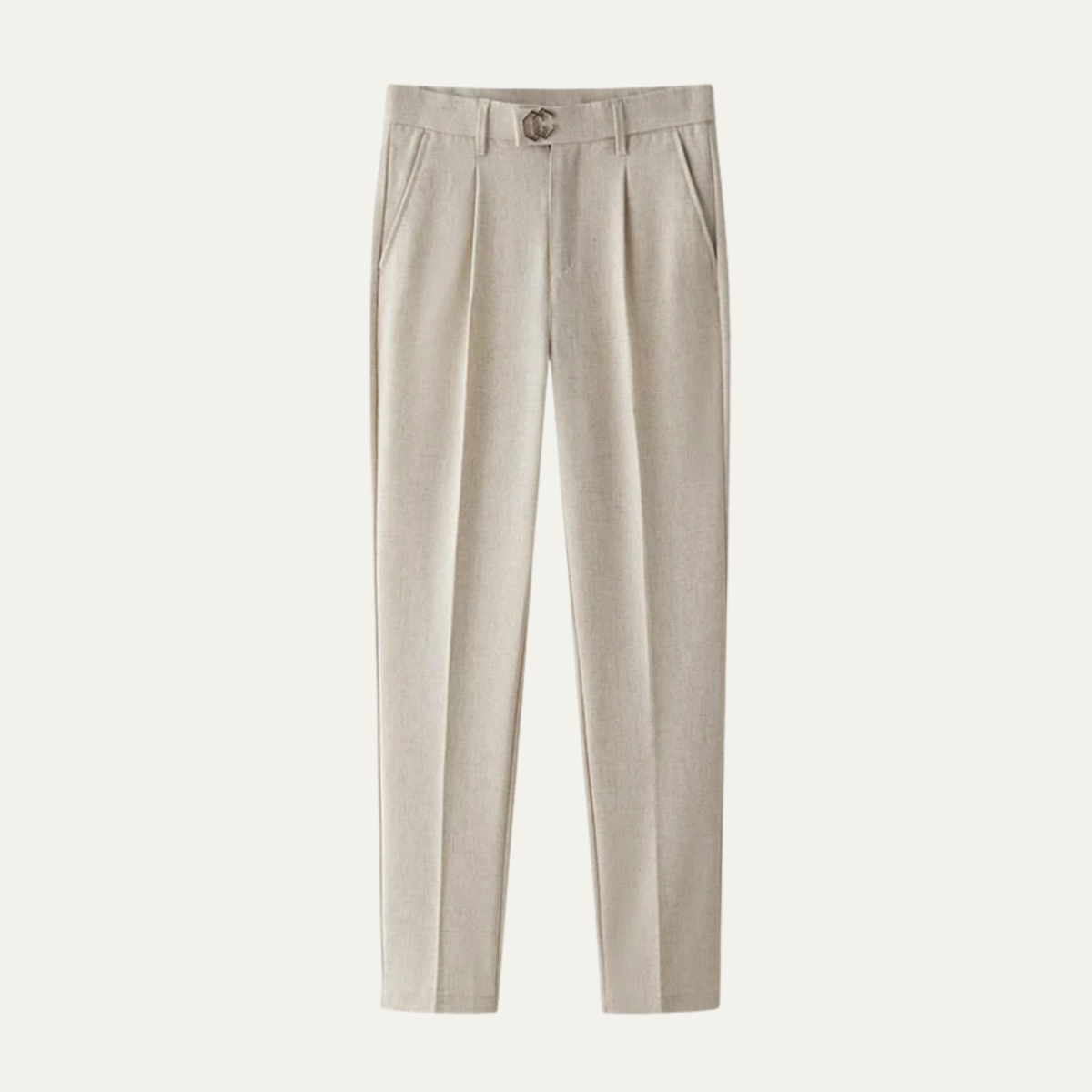 Men's Slim Fit Linen Dress Pants Pleated Beige - Fashinoza
