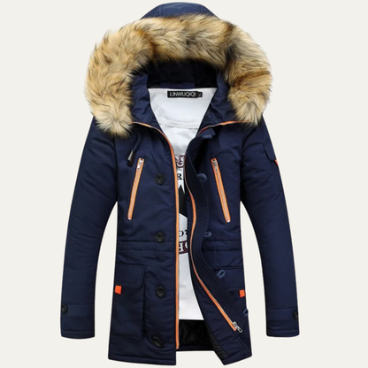 Men's Thick Fur Collar Parka Jacket - Fashinoza