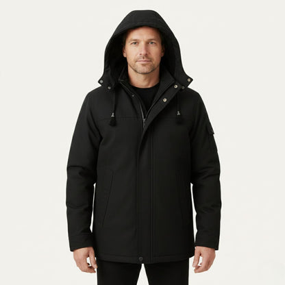 Men's Modern Parka Jacket Waterproof Hooded Black