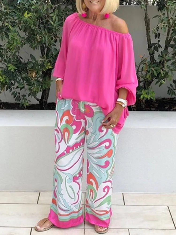 Women's Off Shoulder Two Piece Set - Fashinoza