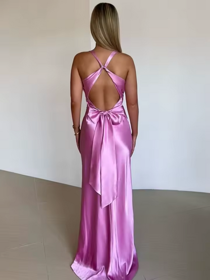 Twist-Front V-Neck Maxi Dress for Flattering Fit