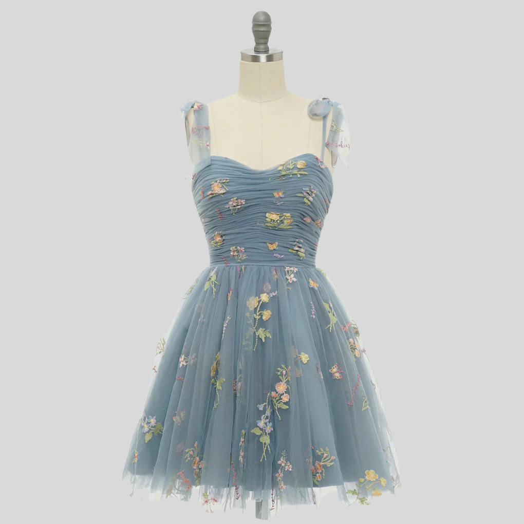 Women's Embroidered Tulle Ball Gown Evening Wear