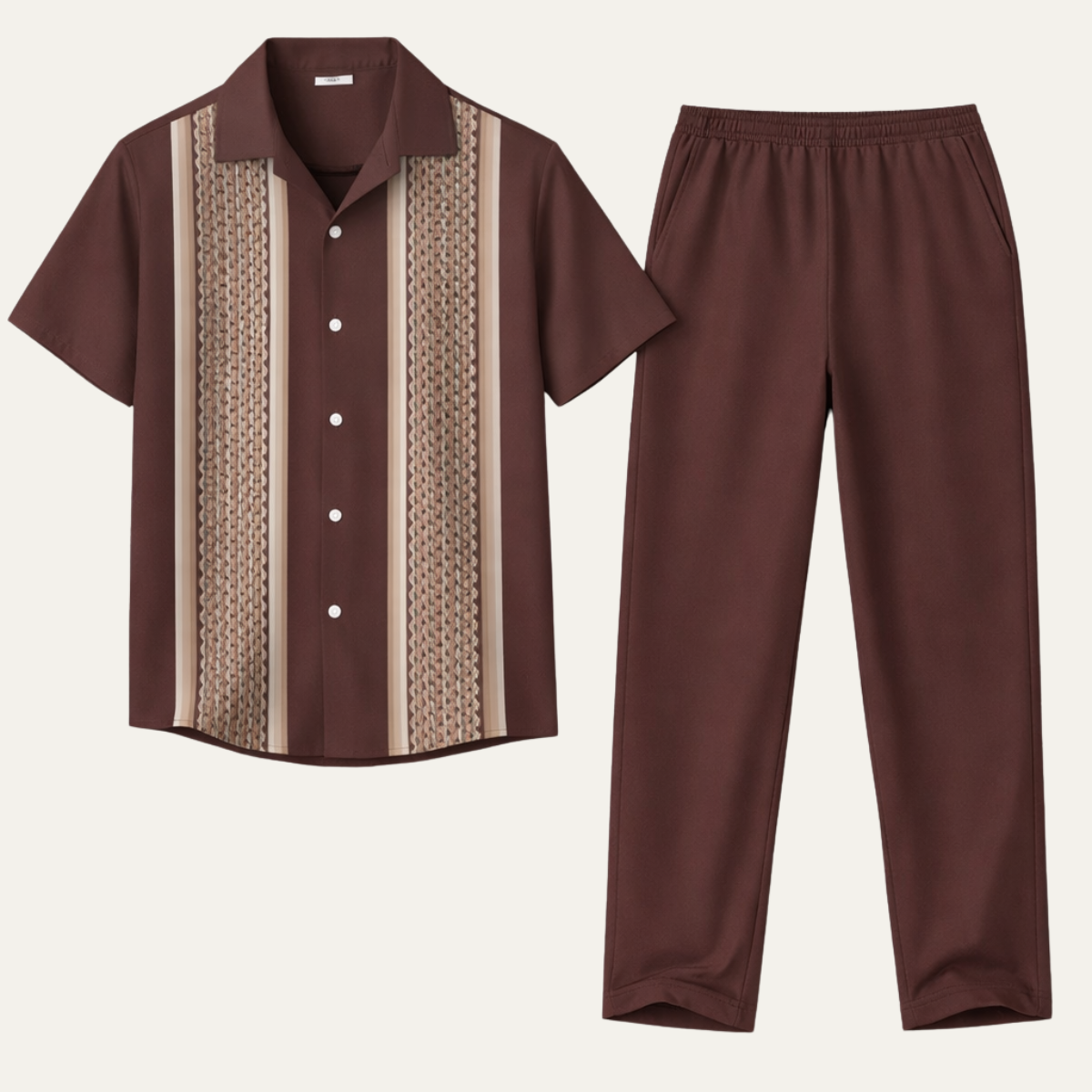 Men's 2 Piece Striped Outfit Set Shirt Pants Lightweight - Fashinoza