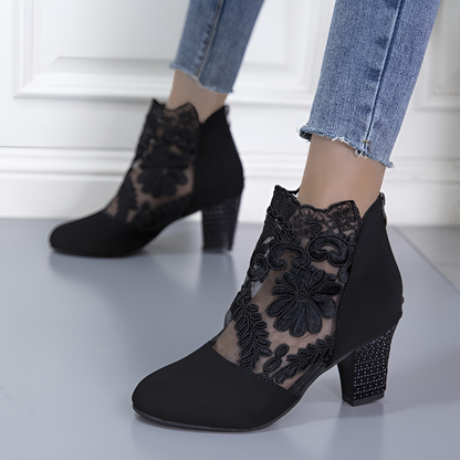 Women's Embroidered Lace High Heels - Fashinoza