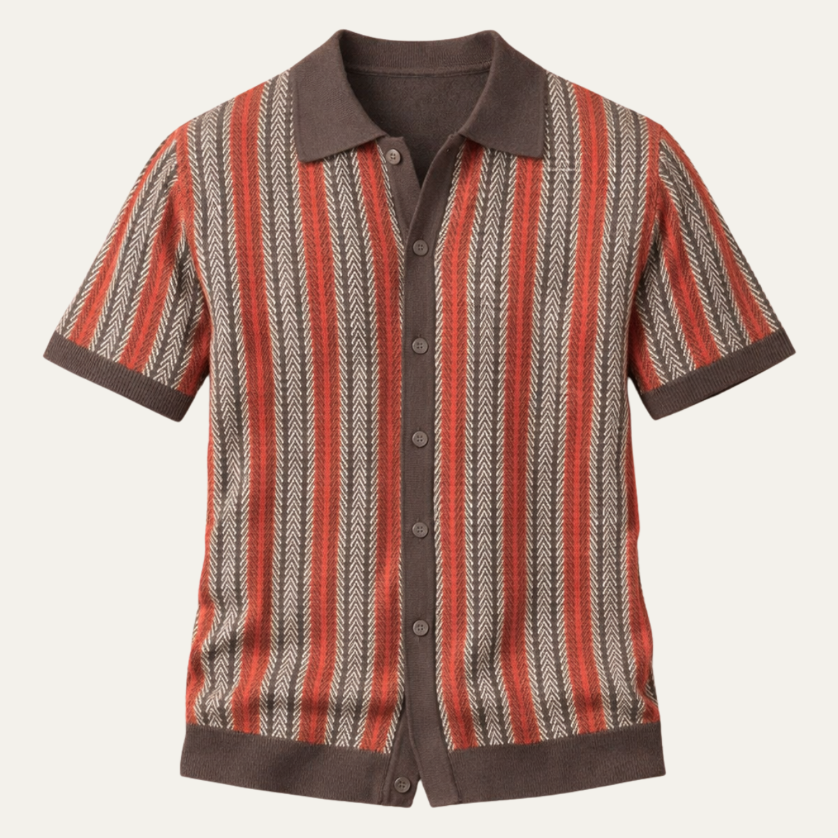Men's Striped Polo Shirt Lightweight Knit - Fashinoza