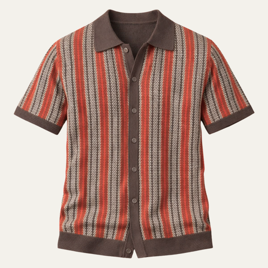 Men's Striped Polo Shirt Lightweight Knit - Fashinoza