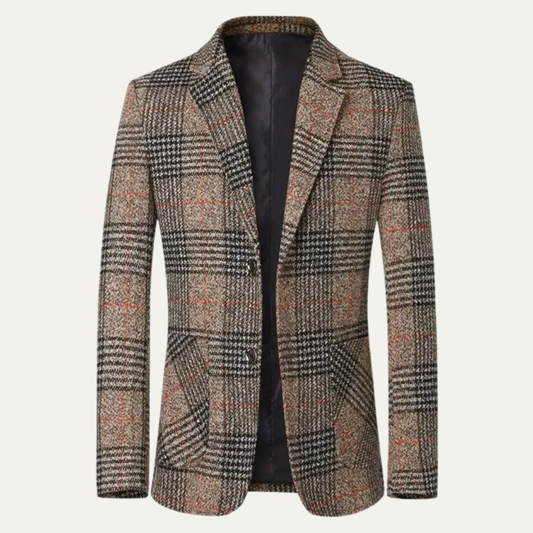 Men's Slim Fit Tweed Blazer Suit Plaid - Fashinoza