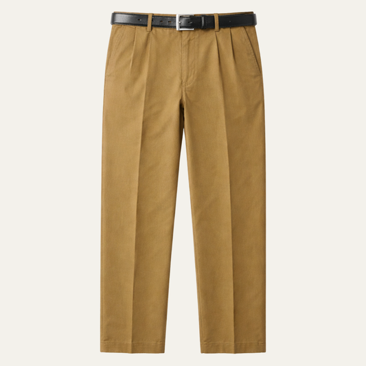 Men's Cotton Double Pleated Pants - Fashinoza