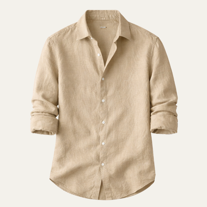 Men's Linen Beach Shirt Lightweight Summer Beige