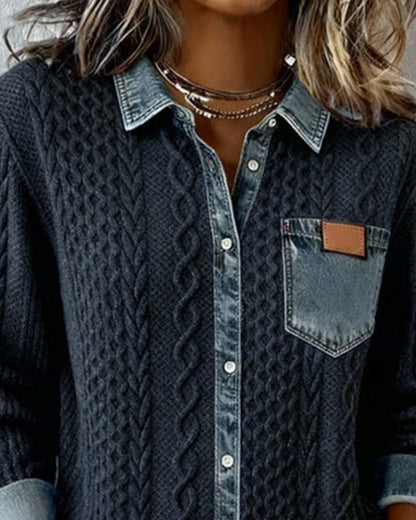 Women's Cable Knit Long Sleeve Blouse
