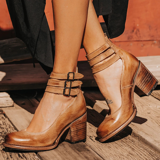 Gabrielle | Women’s Buckle Strap Block Heel Shoes