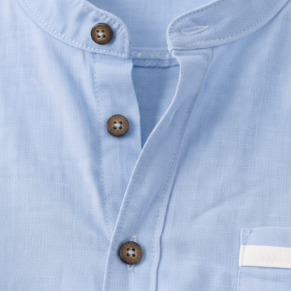 Men's Business Button Up Shirt Standing Collar Cotton White
