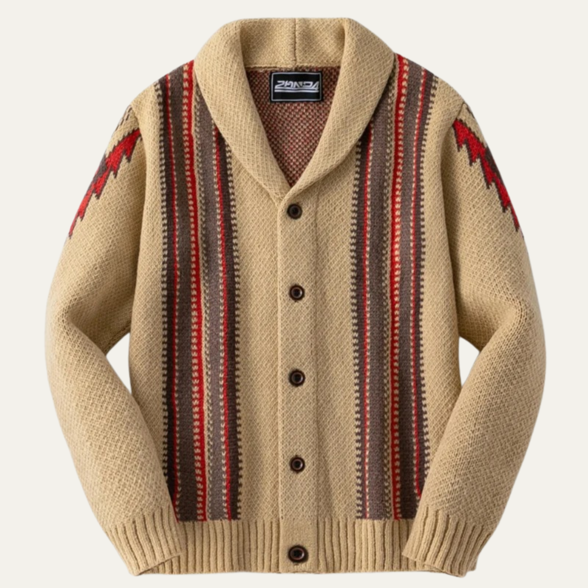 Men's Striped Knit Cardigan Retro Shawl Collar - Fashinoza