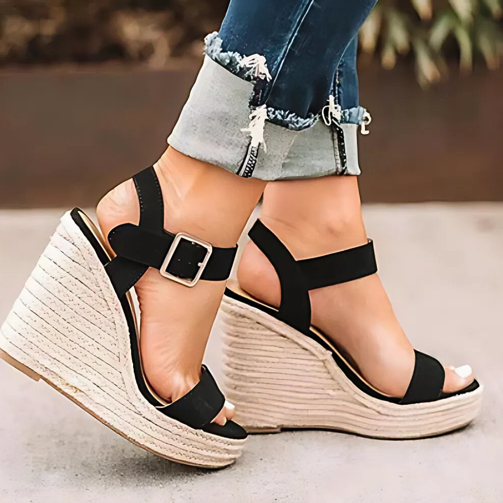 Women's T Strap Wedge Sandals - Fashinoza