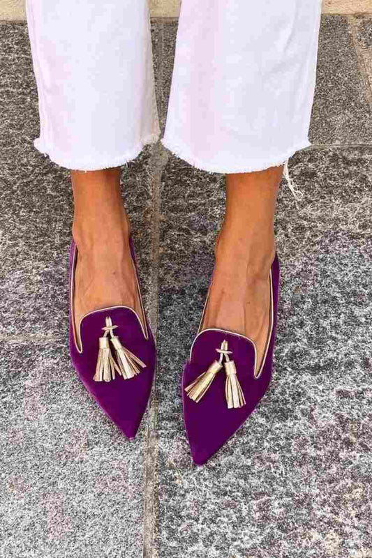 Women's Pointed Toe Tassel Loafers - Fashinoza