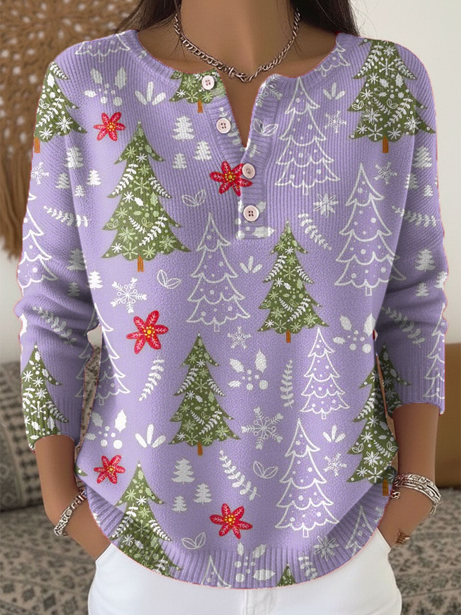 Women's Christmas Sweater Button Front